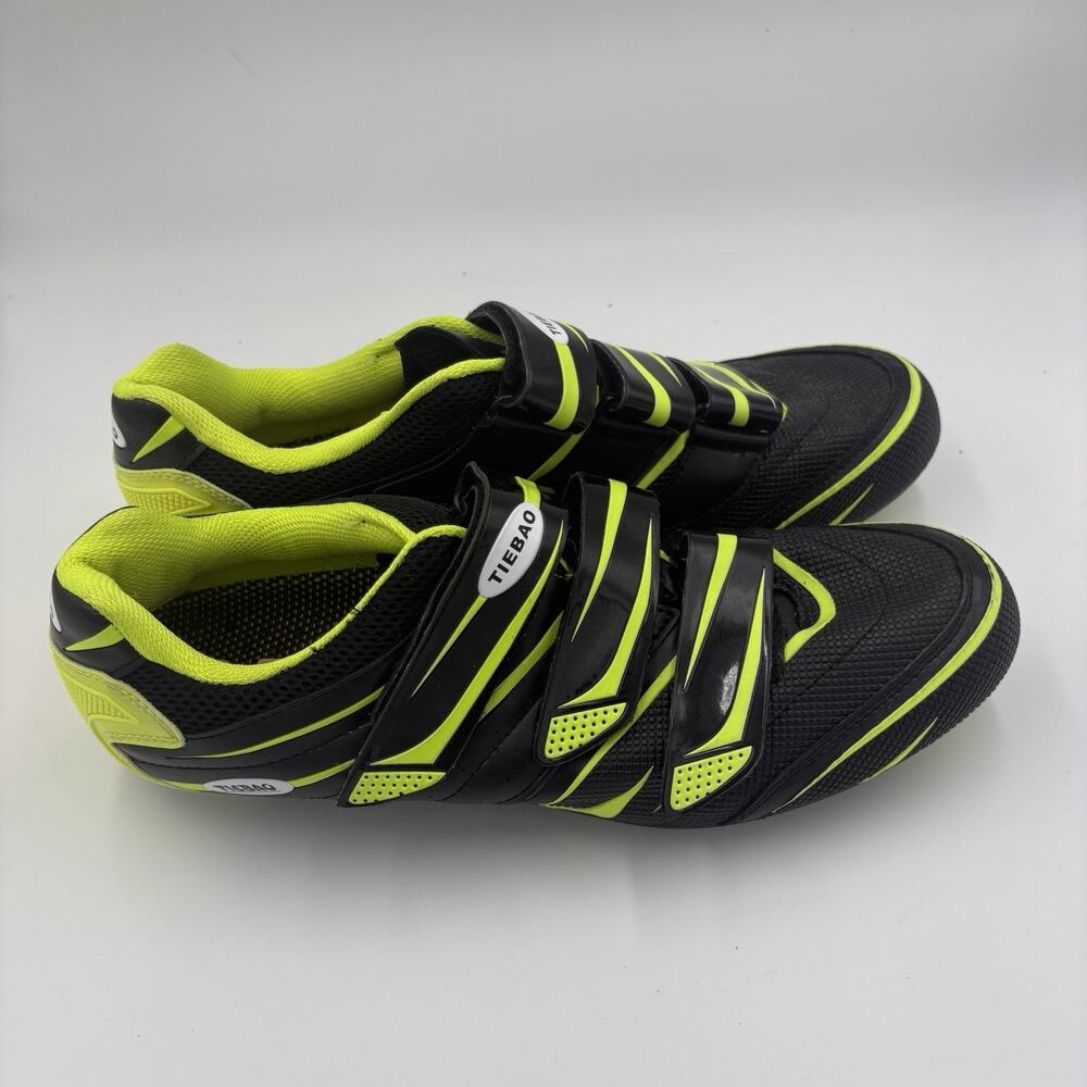 Tiebao Cycling Road SPD 2-Bolt Men's Size 12.5 Black And Yellow Bike Sneakers